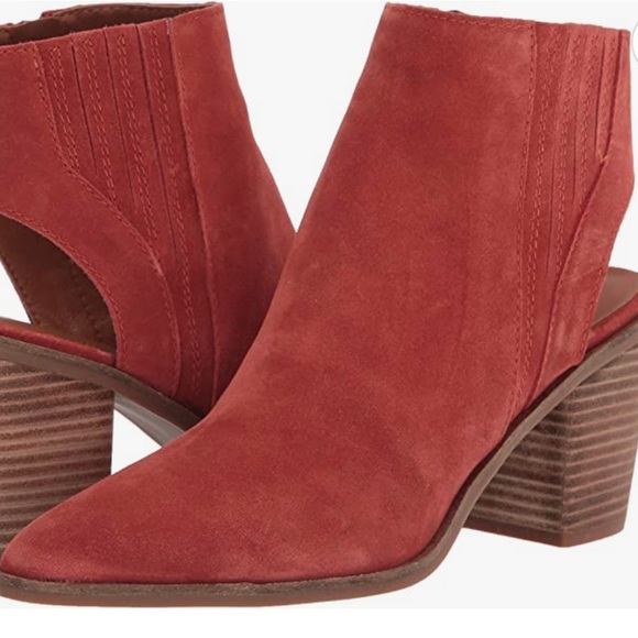 ♥️Size 10 - Lucky Brand Women's Shyna Open Back Block Heel Bootie (Rancho Red) - Picture 2 of 15